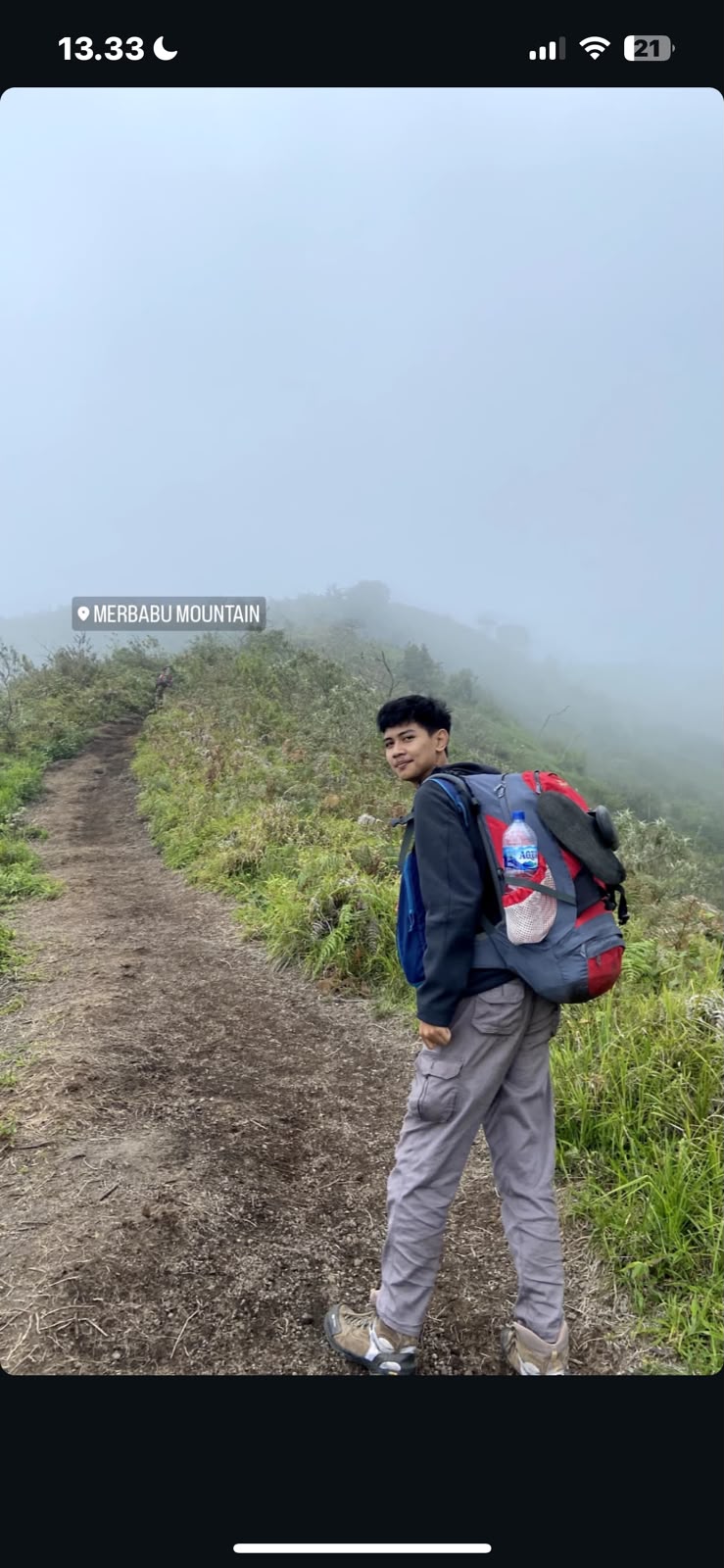 Beny Ronald hiking at Mount Merbabu