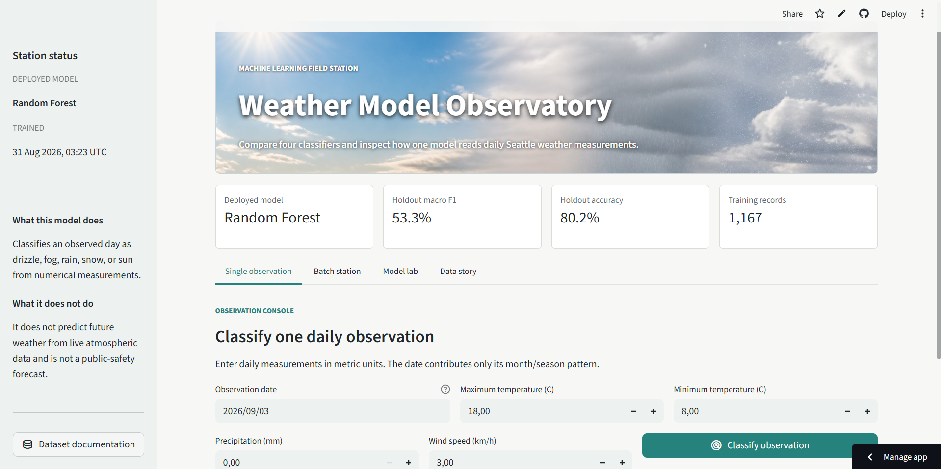 Weather Model Observatory